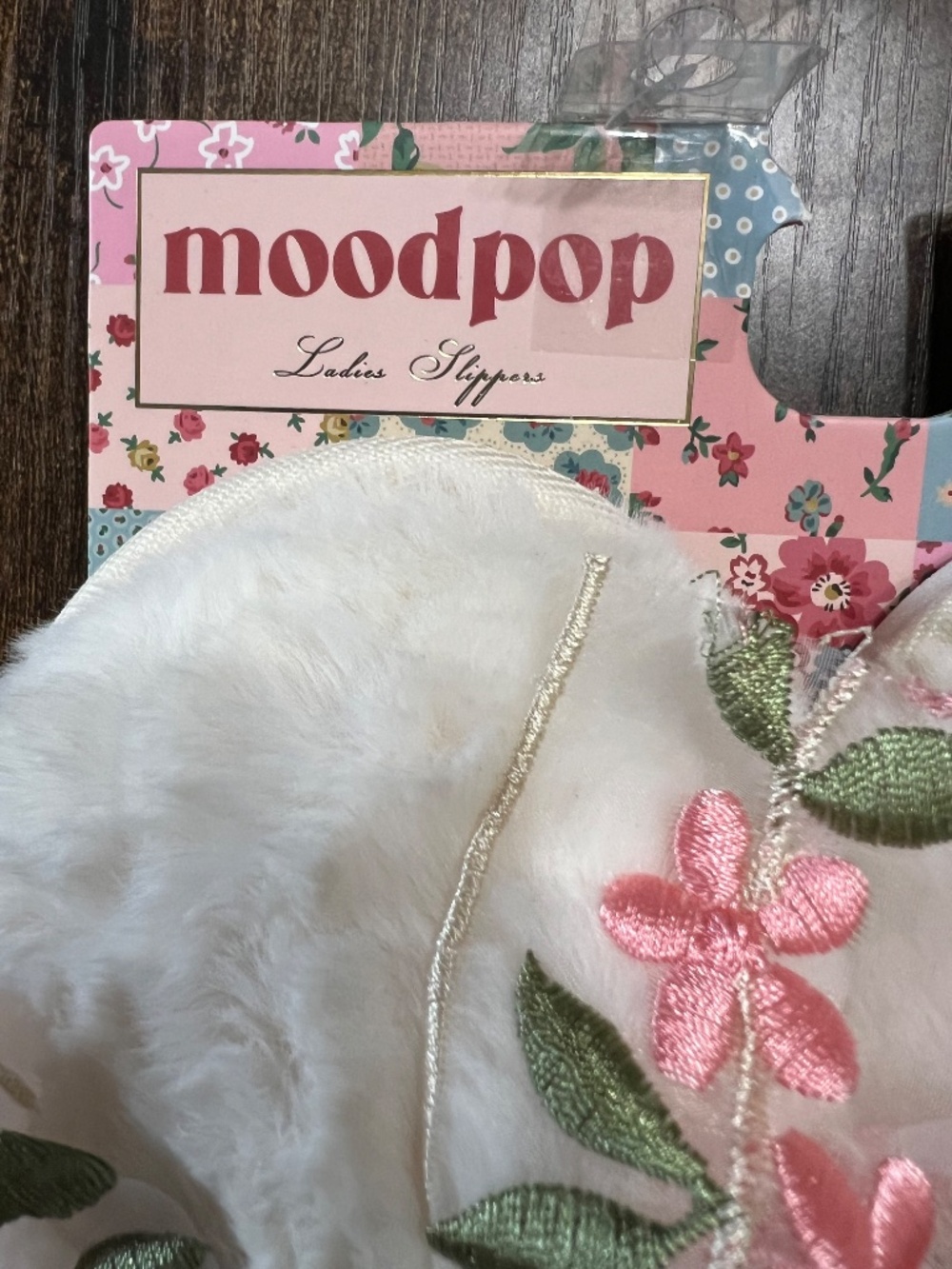 Ladies White and Pink Moodpop Slippers - Picture 7 of 7